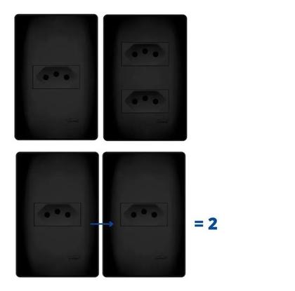 Imagem de Kit Com 4 Tomadas Preta 2P+T 10A e 20A 250V com placa Habitat Black - Fame