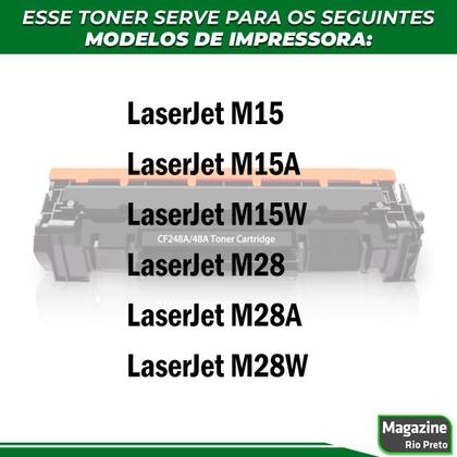 Imagem de Kit Com 4 Toner Compatível Com CF248A 48A 15 M15 M15A M15W 28 M28 M28A M28W 1.000 - Com Chip