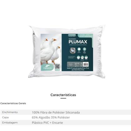 Imagem de Kit com 4 Travesseiros Enchimento de Plumas Sinteticas