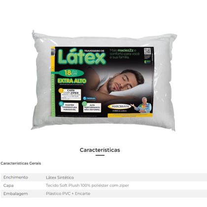 Imagem de Kit com 4 Travesseiros Extra Alto Látex - Com Capa Removível