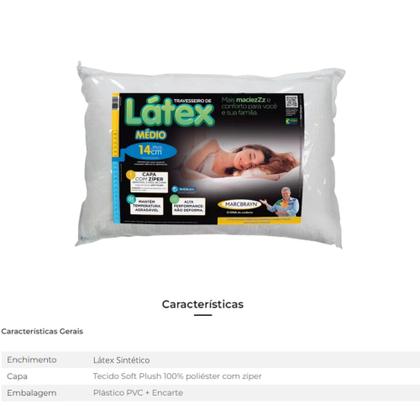 Imagem de Kit com 4 Travesseiros Intermediario em Látex