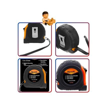 Imagem de Kit com 4 trena curta elastica 5 mx 18mm estojo embor sparta