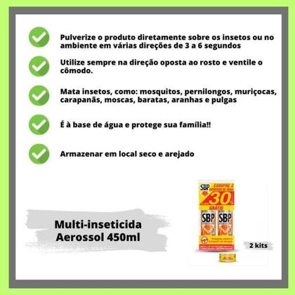 Imagem de Kit Com 4 Unidades Multi-inseticida Sbp Aerossol 450ml Cada