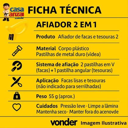 Imagem de Kit com 4 vonder afiador p/ facas c/videa