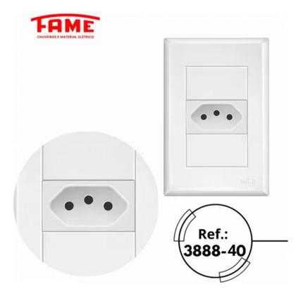 Imagem de Kit com 40 Tomadas Padrão 2p+T 20A Com Placa Evidence - Fame