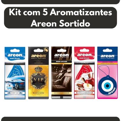 Imagem de Kit com 5 Aromatizantes Automotivo Areon Cheirinho Odorizador Carro Cheiro Fragâncias Cítrico Fruta