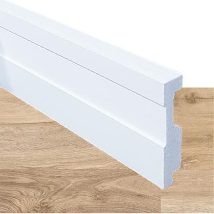 Imagem de Kit com 5 Barras de Rodapé de Poliestireno Frisado - Branco - 5cm Altura (5x1x240cm)