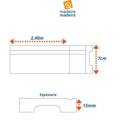 Imagem de Kit com 5 Barras Rodapé Mdf 15mmx7cm 702 Moldufama Metro Linear 12m Decapê Provence