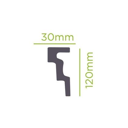 Imagem de Kit com 5 Barras Rodateto de Poliestireno 12CMX30MM Liso 10m Branco Riplain