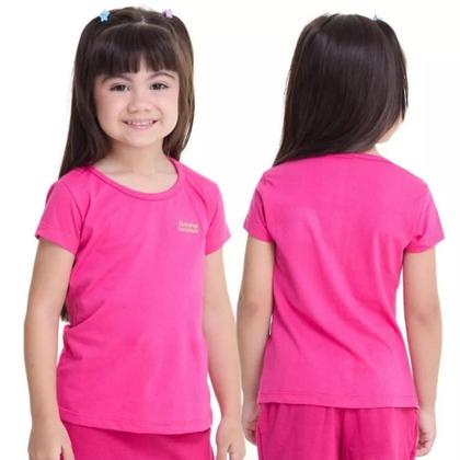 Imagem de Kit com 5 Blusas Infantil para bebê Manga Curta Moda Infantil Feminina Lisa Básica bebê Colorida