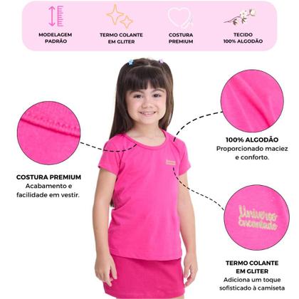 Imagem de Kit com 5 Blusas Infantil para bebê Manga Curta Moda Infantil Feminina Lisa Básica bebê Colorida