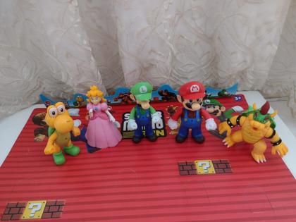 Imagem de Kit Com 5 Bonecos 12cm Personagens Super Mario Luigi Yoshi