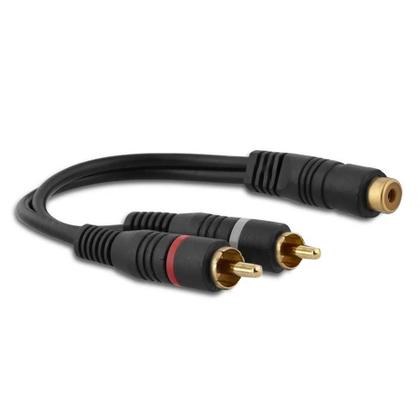 Imagem de Kit com 5 Cabos Y RCA para Som Automotivo Saída Fêmea ou Macho Emborrachado e Flexível