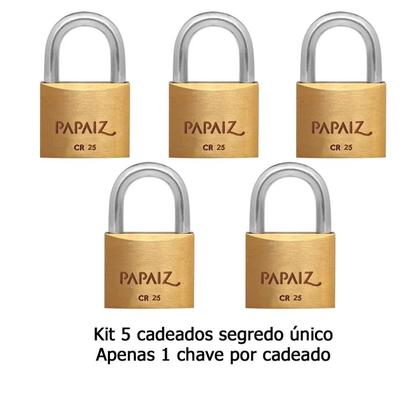 Imagem de Kit com 5 cadeados Papaiz 25 MM KA1