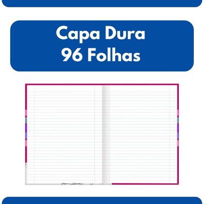 Imagem de Kit com 5 Cadernos Brochura D+ Tilibra Rosa com 96 Folhas Pautadas Pequeno Escolar Aula Linha