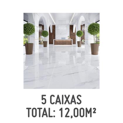 Imagem de Kit com 5 Caixas de Porcelanato Calacata Altissimo Lux 90x90cm Caixa com 2,40m²