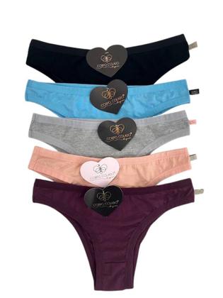 Imagem de Kit com 5 calcinhas cores diversas 100% algodão modelo tanga confort