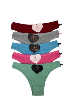 Imagem de Kit com 5 calcinhas cores diversas 100% algodão modelo tanga confort