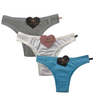 Imagem de Kit com 5 calcinhas cores diversas 100% algodão modelo tanga confort