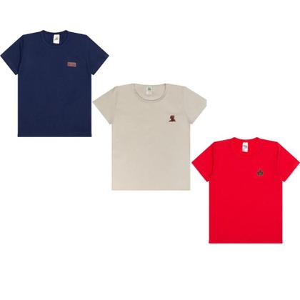 Imagem de Kit com 5 Camisetas Básicas Infantil menino Versátil Confortável e Coloridas menino