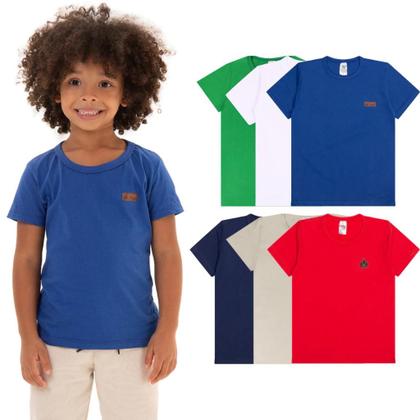 Imagem de Kit com 5 Camisetas Básicas Infantil menino Versátil Confortável e Coloridas menino
