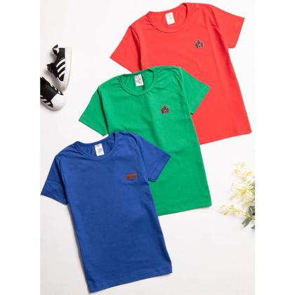 Imagem de Kit com 5 Camisetas Básicas Infantil menino Versátil Confortável e Coloridas menino