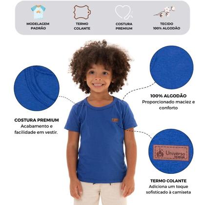 Imagem de Kit com 5 Camisetas Básicas Infantil menino Versátil Confortável e Coloridas menino
