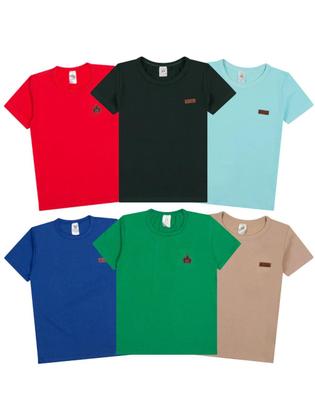 Imagem de Kit com 5 Camisetas Básicas Infantil para bebê Versátil Confortável e Coloridas Criança bebê camisetas básicas