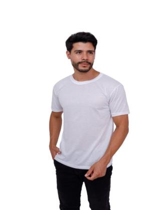Imagem de Kit Com 5 Camisetas Básicas Lisa Branca 100% Poliéster