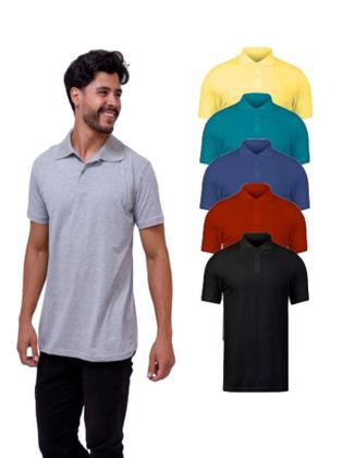 Imagem de Kit Com 5 Camisetas Gola Polo 100% Algodão