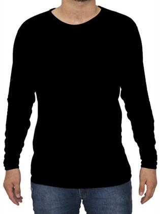 Imagem de Kit Com 5 Camisetas Manga Longa Poliéster - Preta