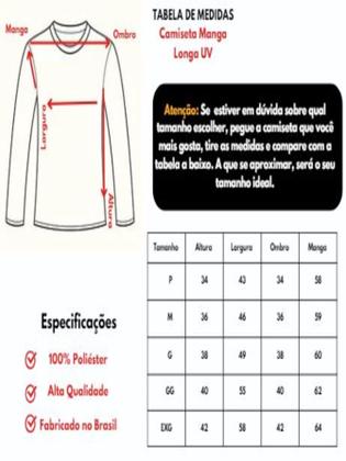 Imagem de Kit Com 5 Camisetas Termica Com Proteção UV Manga Longa