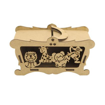 Imagem de Kit Com 5 Cesta Piquenique Safari Festa Decoração 15x7x8 Mdf Madeira