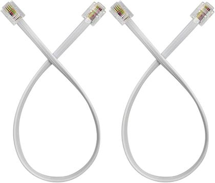 Imagem de Kit com 5 Fio De Telefone Rj11 Para Extensão 2 Conectores 6P4C c/ 2 Metros