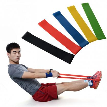 Imagem de Kit com 5 Fitas Faixas Mini Elásticas Band p/ Treinos Fitness Casa e Academia forte