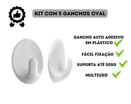 Imagem de Kit Com 5 Ganchos Adesivos De Parede