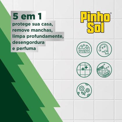 Imagem de Kit com 5 Limpador Diluível Pinho Sol Limpeza Pesada Eucalipto 1L Cada