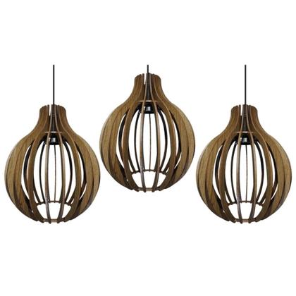 Imagem de Kit com 5 Lustres/Pendentes de Teto em MDF Coquinho para área gourmet, varanda, sala e cozinha