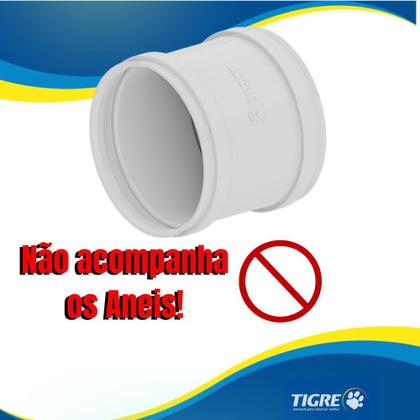 Imagem de Kit Com 5 Luva De Correr PVC Branca Sem Aneis Tubos Água Esgoto De 1.1/2” Polegadas 40mm Tigre