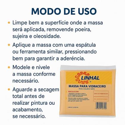 Imagem de Kit Com 5 Massa Para Vidraceiro Linhal 500g Profissional