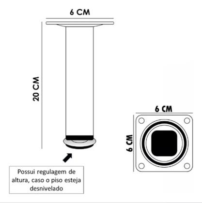 Imagem de Kit com 5 Pés Tubular 20cm Metal Cromado Multiuso