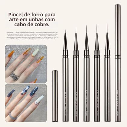 Imagem de Kit com 5 Pincel para Unhas - Acrílico, UV Gel, Decorativo