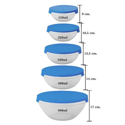 Imagem de Kit Com 5 Potes De Vidro Com Tampa 150ml A 800ml Armazenamento De Alimentos