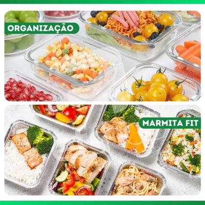 Imagem de Kit Com 5 Potes Herméticos de Vidro Marmitas Fitness Vasilhas Com Tampa Microondas Freezer 370ml