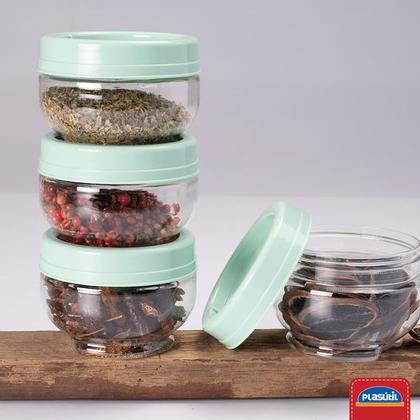 Imagem de Kit Com 5 Potes Organizadores 155ml Cores Lindas Empilha Fácil Gira e Trava Plasútil