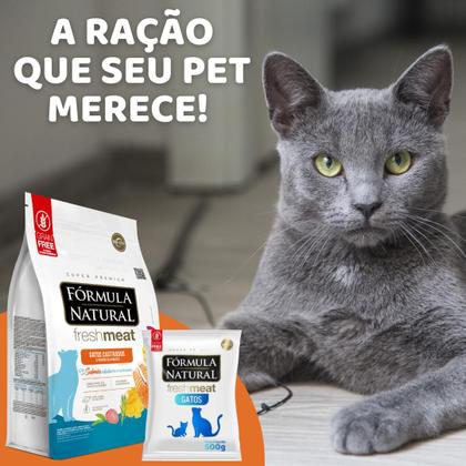 Imagem de Kit Com 5 Rações Premium Fórmula Natural Fresh Meat Para Gatos Adultos Castrados Sabor Salmão