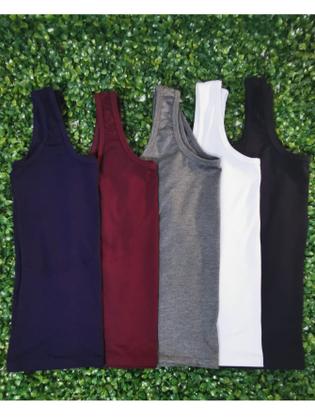 Imagem de Kit Com 5 Regata Plus Size Viscolycra Alça Larga Feminina