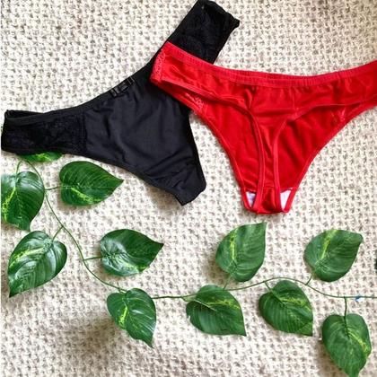 Imagem de Kit com 5 Tanga Fio Dental Plus Size Romantic Microlight Premium Microfibra