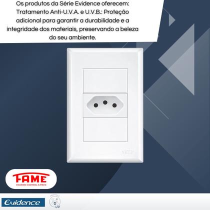 Imagem de Kit Com 5 Tomadas Padrão 2P+T 10A Com Placa Evidence - FAME