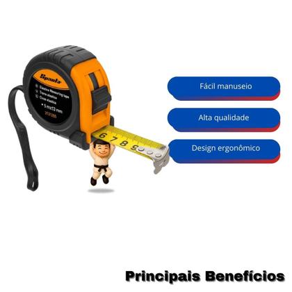 Imagem de Kit com 5 trena curta elastica 5 mx 18mm estojo embor sparta